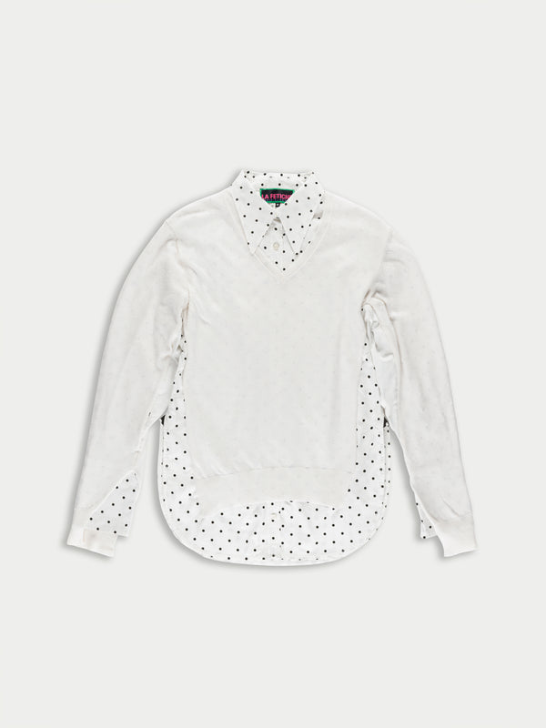 CHARLI V-neck Sweater - White / Black