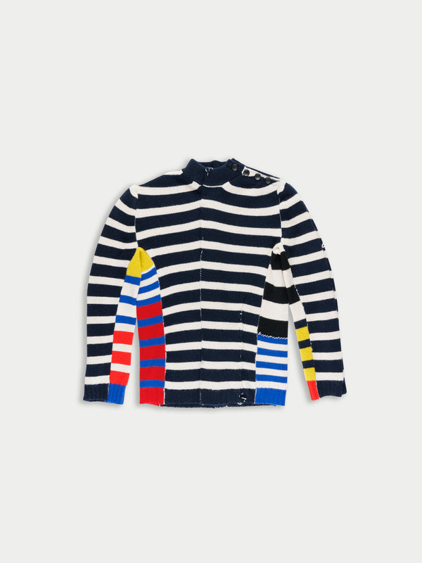 MAE Striped Sweater - Navy / Ecru / Multico