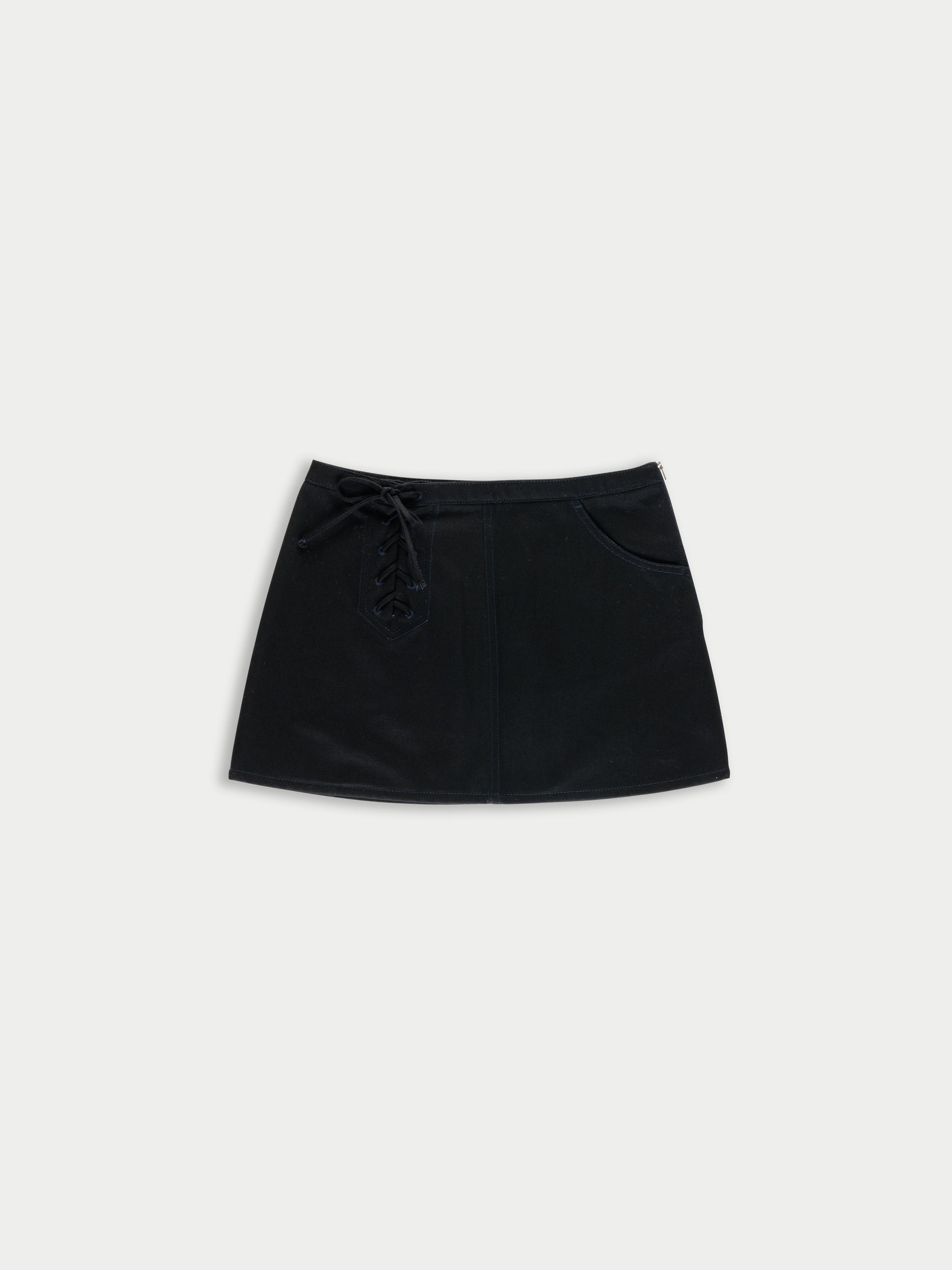 THELMA Denim Mini Skirt - Black