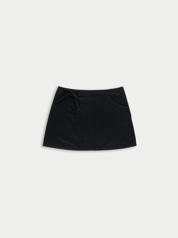 THELMA Denim Mini Skirt - Black