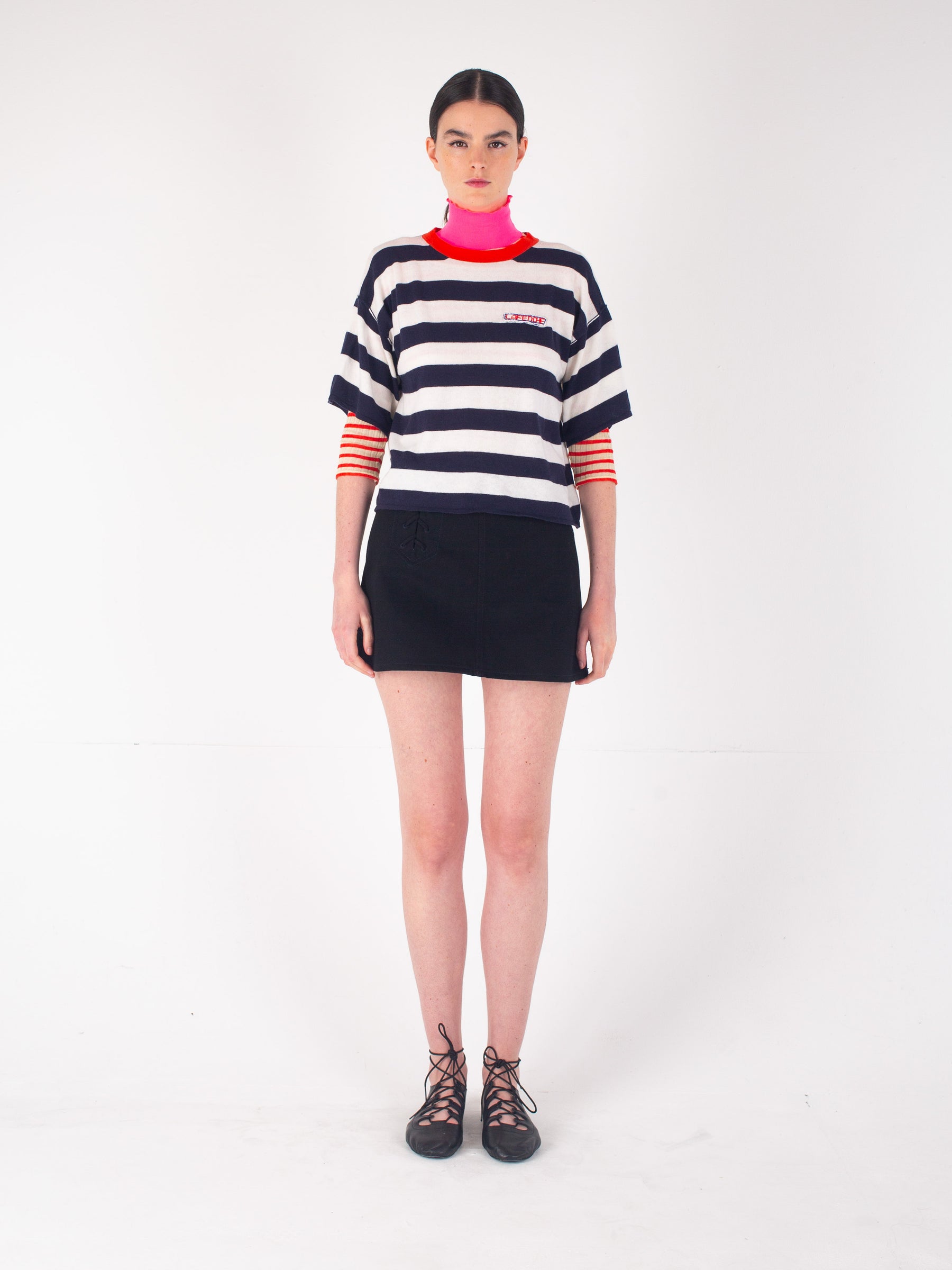 ELIO Striped T-shirt - Navy / Ecru / Red