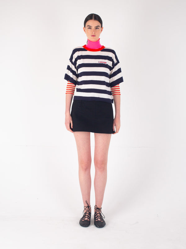 ELIO Striped T-shirt - Navy / Ecru / Red