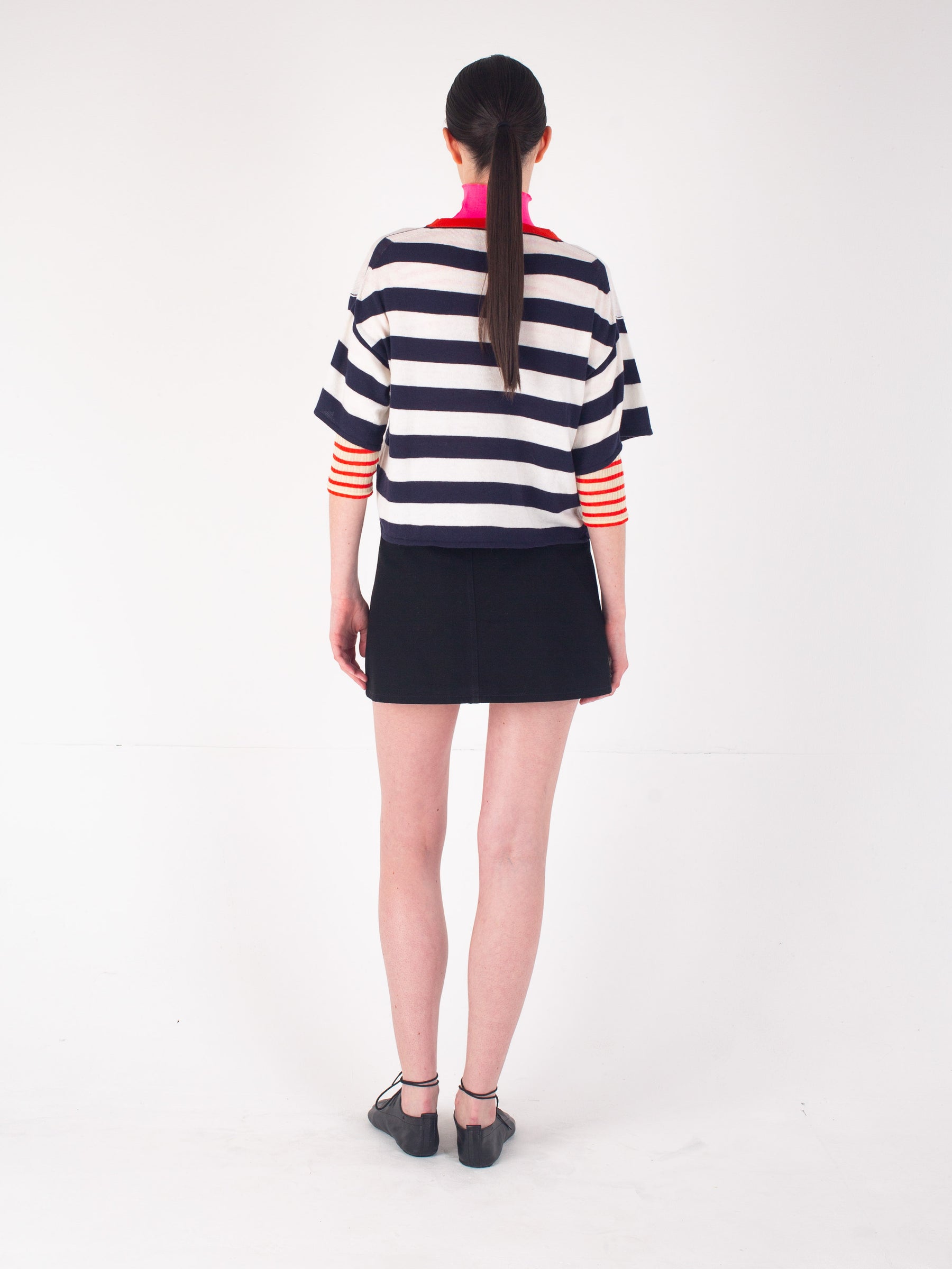 ELIO Striped T-shirt - Navy / Ecru / Red