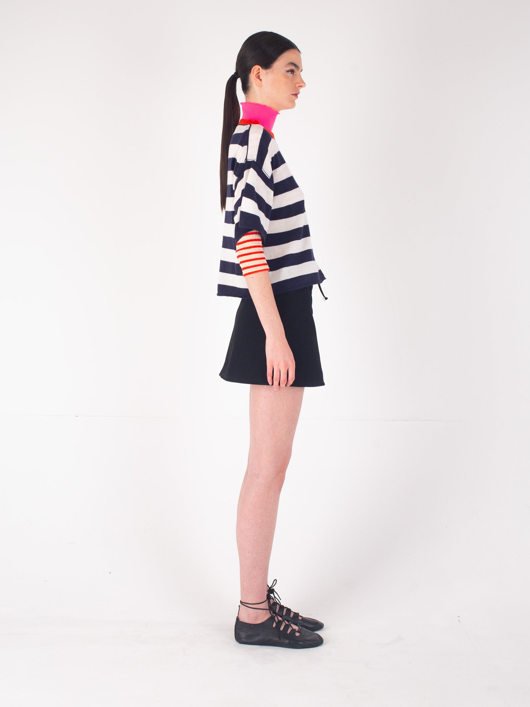 ELIO Striped T-shirt - Navy / Ecru / Red