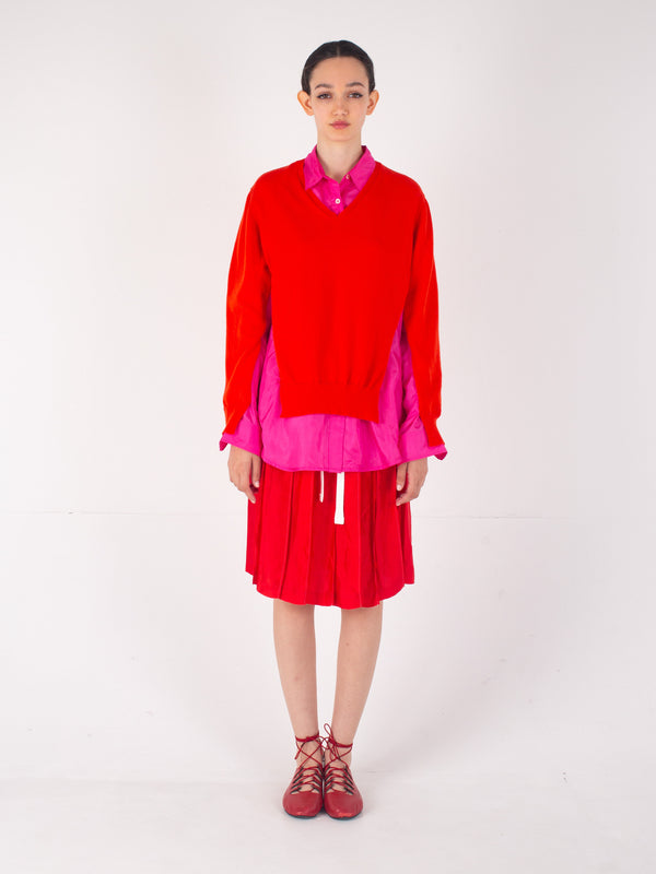 BERNADETTE Pleated Skirt - Red