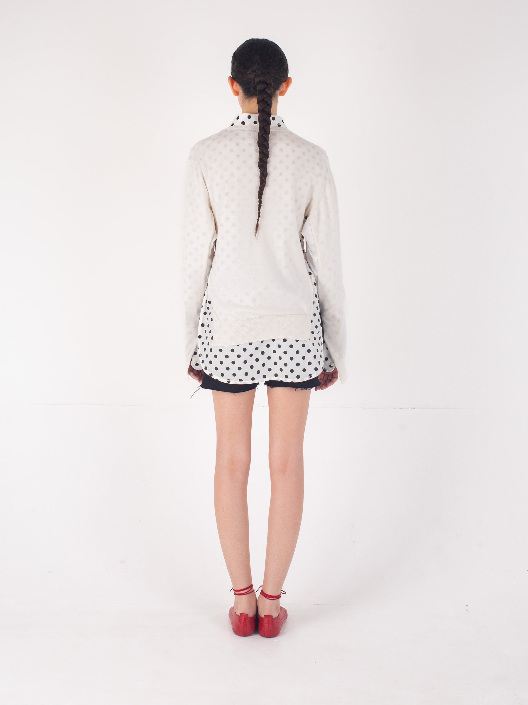 CHARLI V-neck Sweater - White / Black