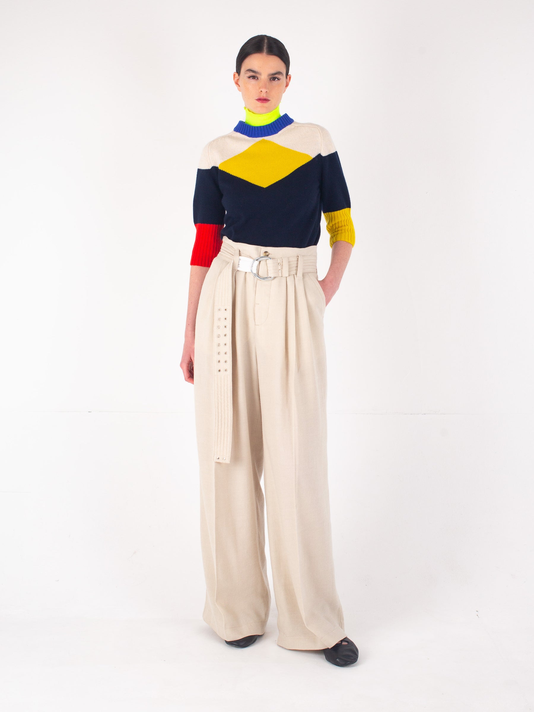 ANGIE Pleated Trousers - Ecru