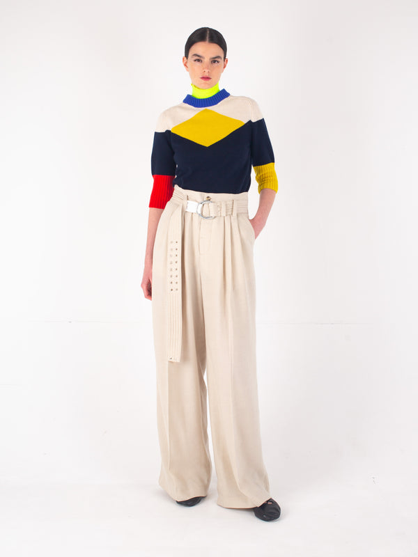ANGIE Pleated Trousers - Ecru