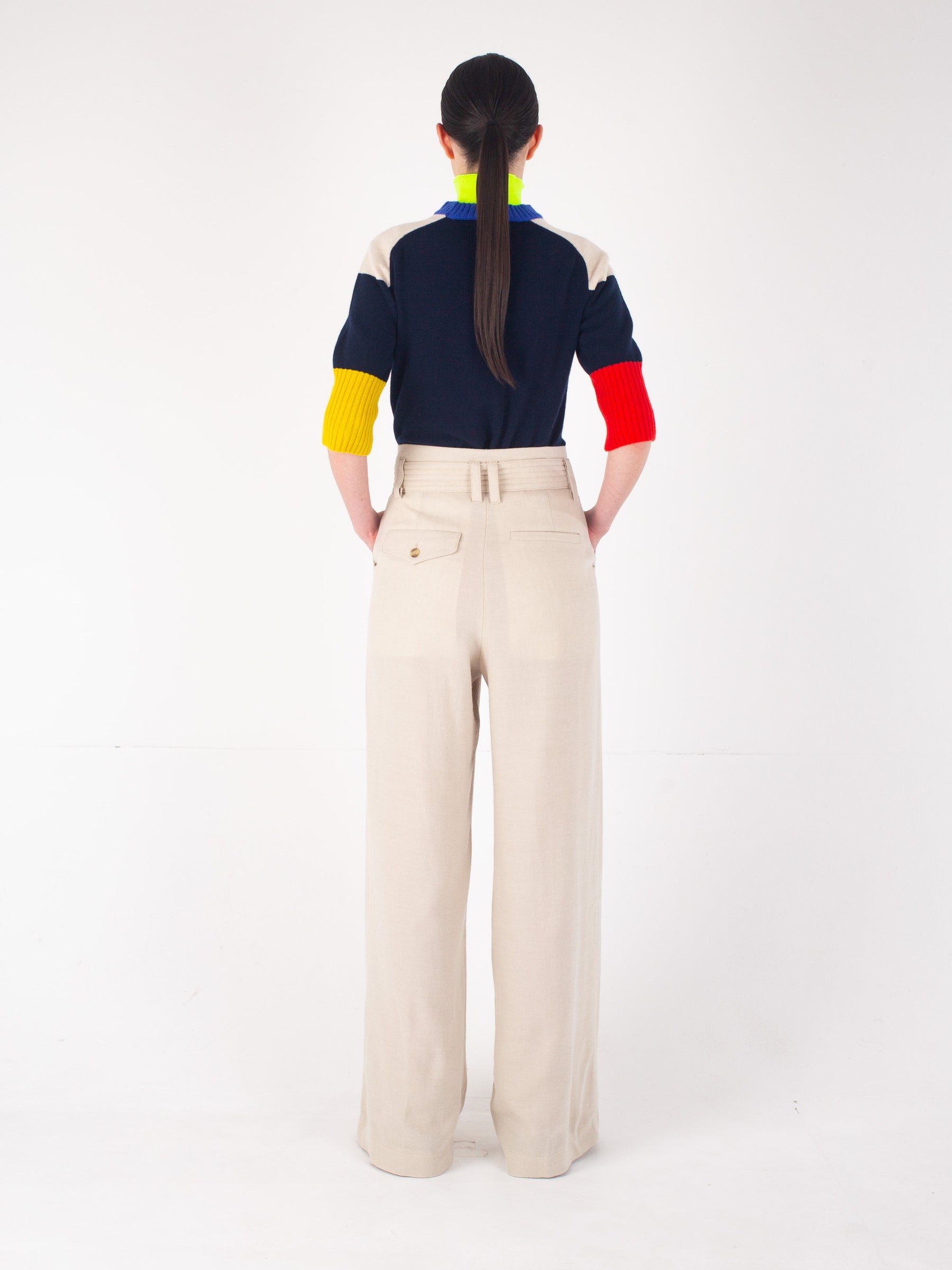 ANGIE Pleated Trousers - Ecru