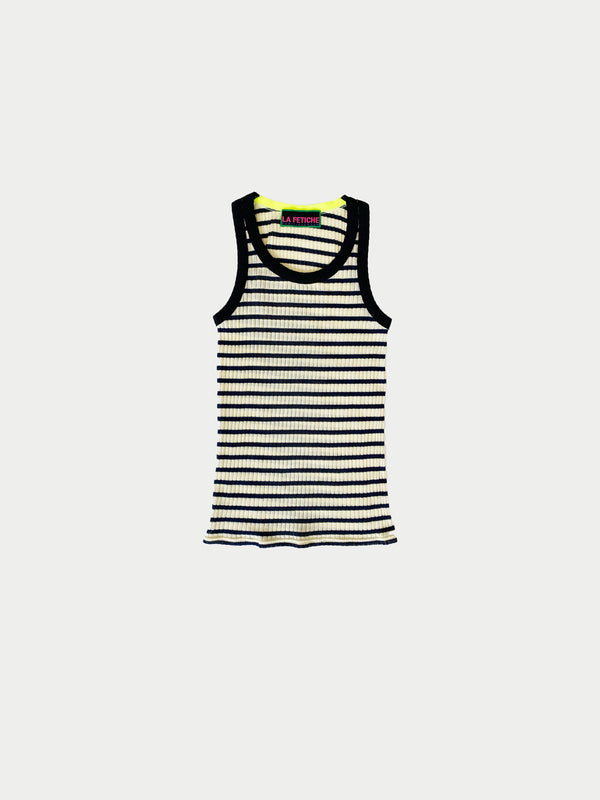 ROMY Striped Vest - Navy / Ecru