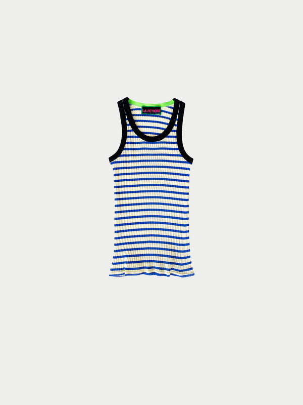 ROMY Striped Vest - Blue / Ecru