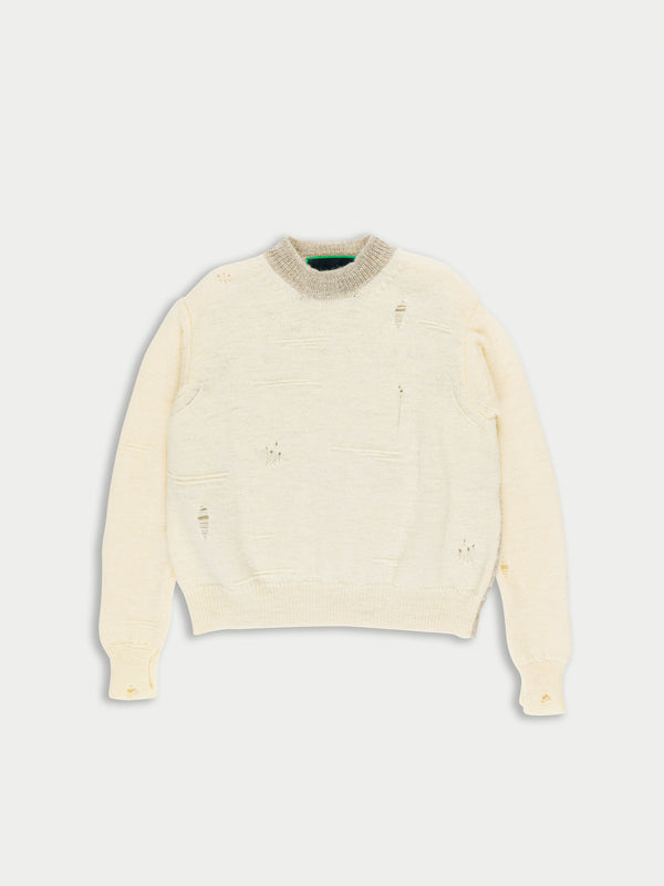 MILLIE Crew Neck Sweater - Ecru / Light Grey