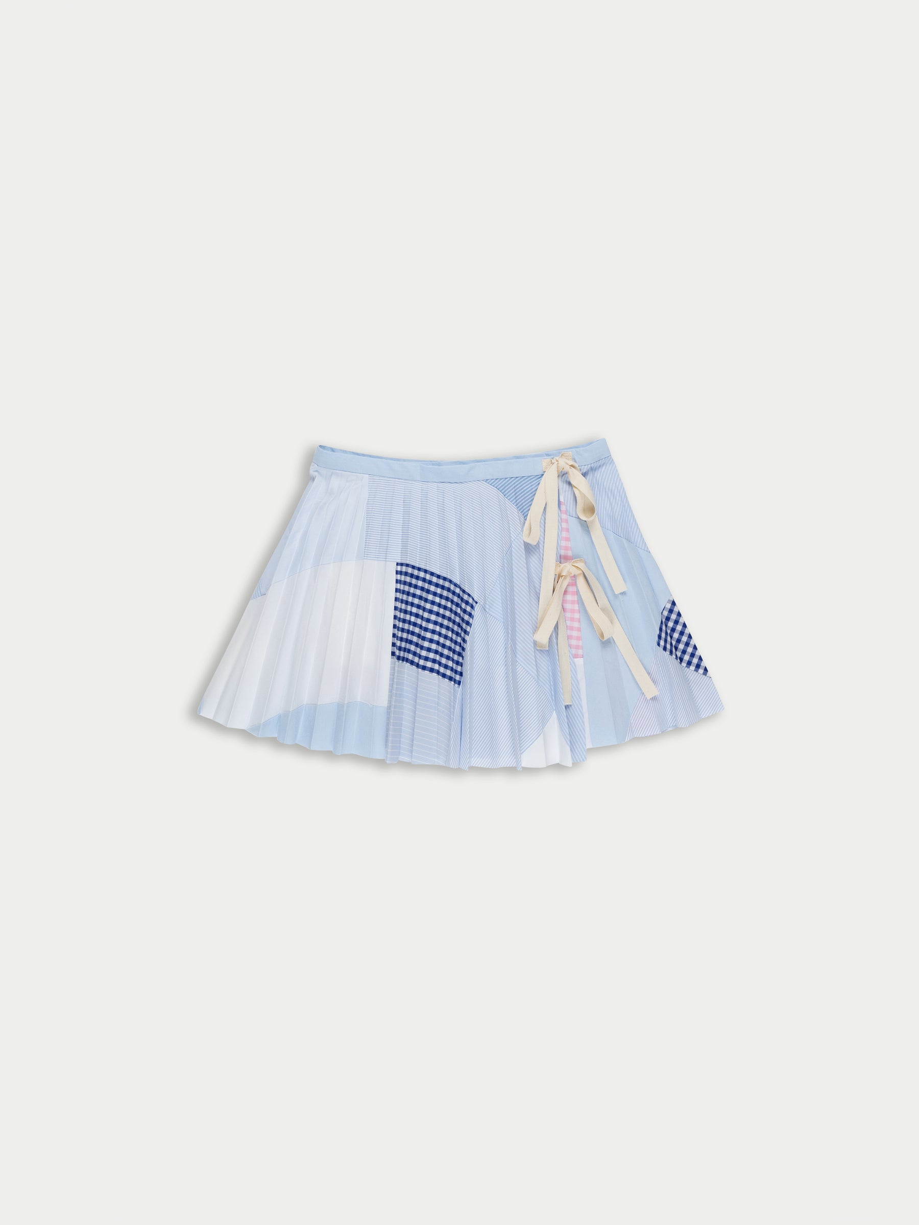 CECILE MINI Mini Kilt - Blue Shirting Patchwork