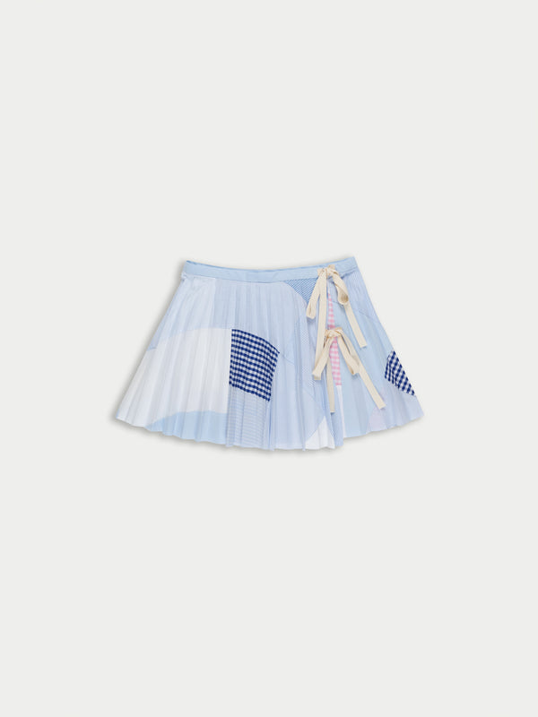 CECILE MINI Mini Kilt - Blue Shirting Patchwork