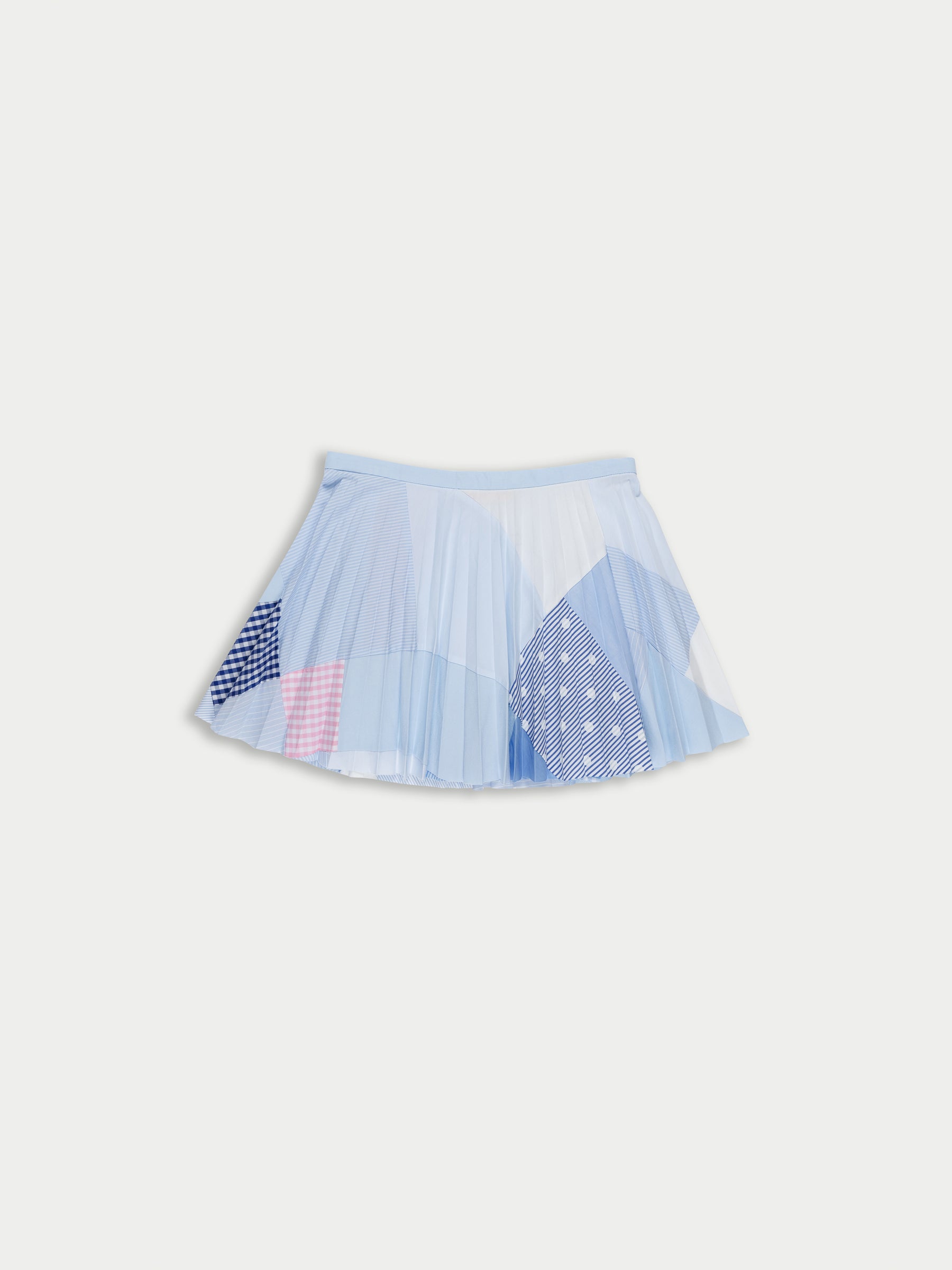 CECILE MINI Mini Kilt - Blue Shirting Patchwork