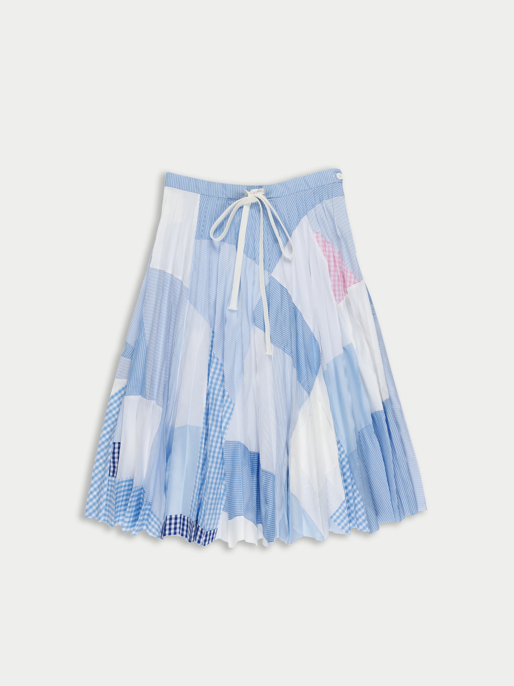 CECILE Pleated Kilt - Blue Shirting Fabric