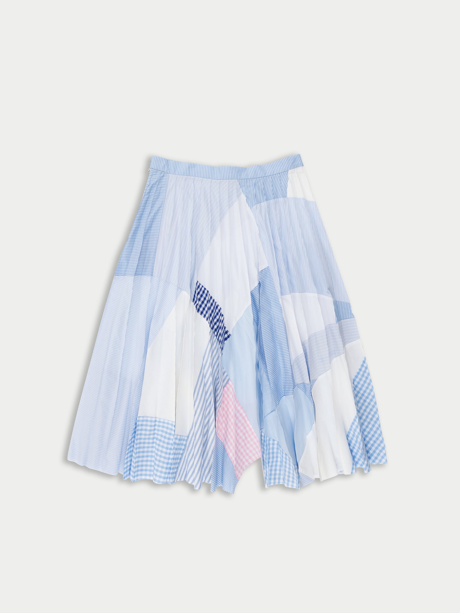 CECILE Pleated Kilt - Blue Shirting Fabric
