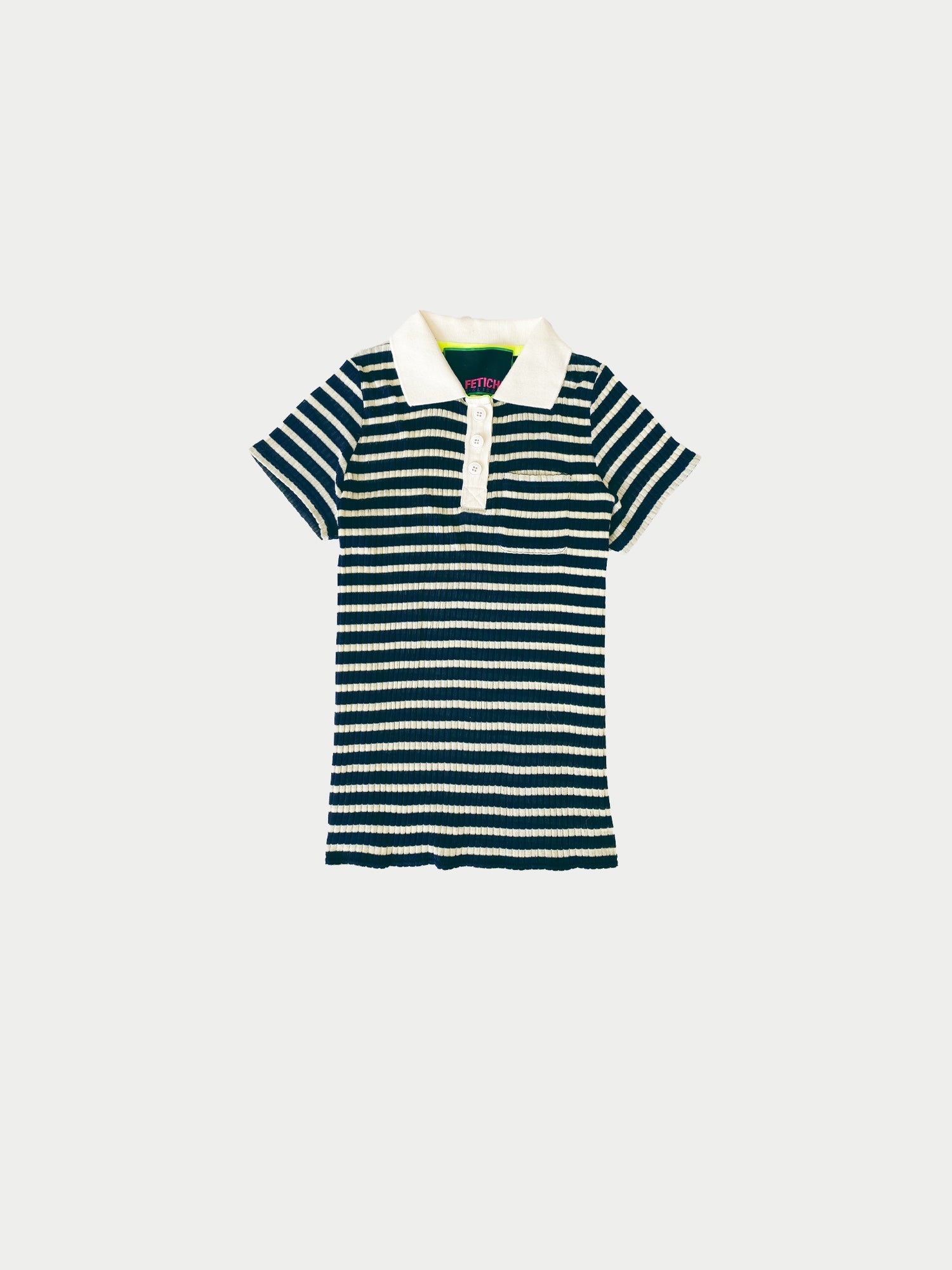 MICKA Striped Polo Top - Navy / Ecru
