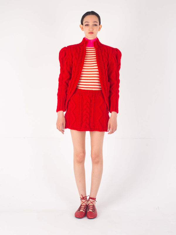 CARA Cable Cardigan - Red