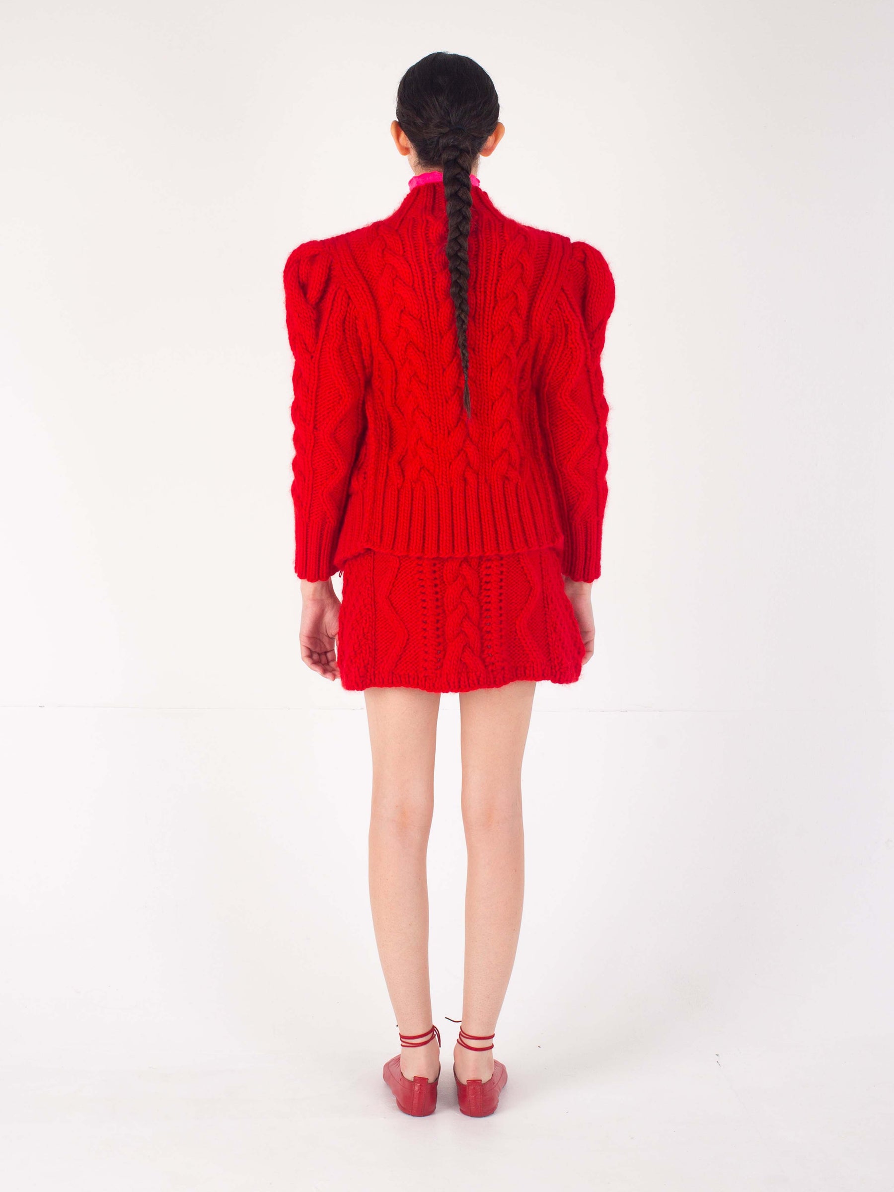 CARA Cable Cardigan - Red