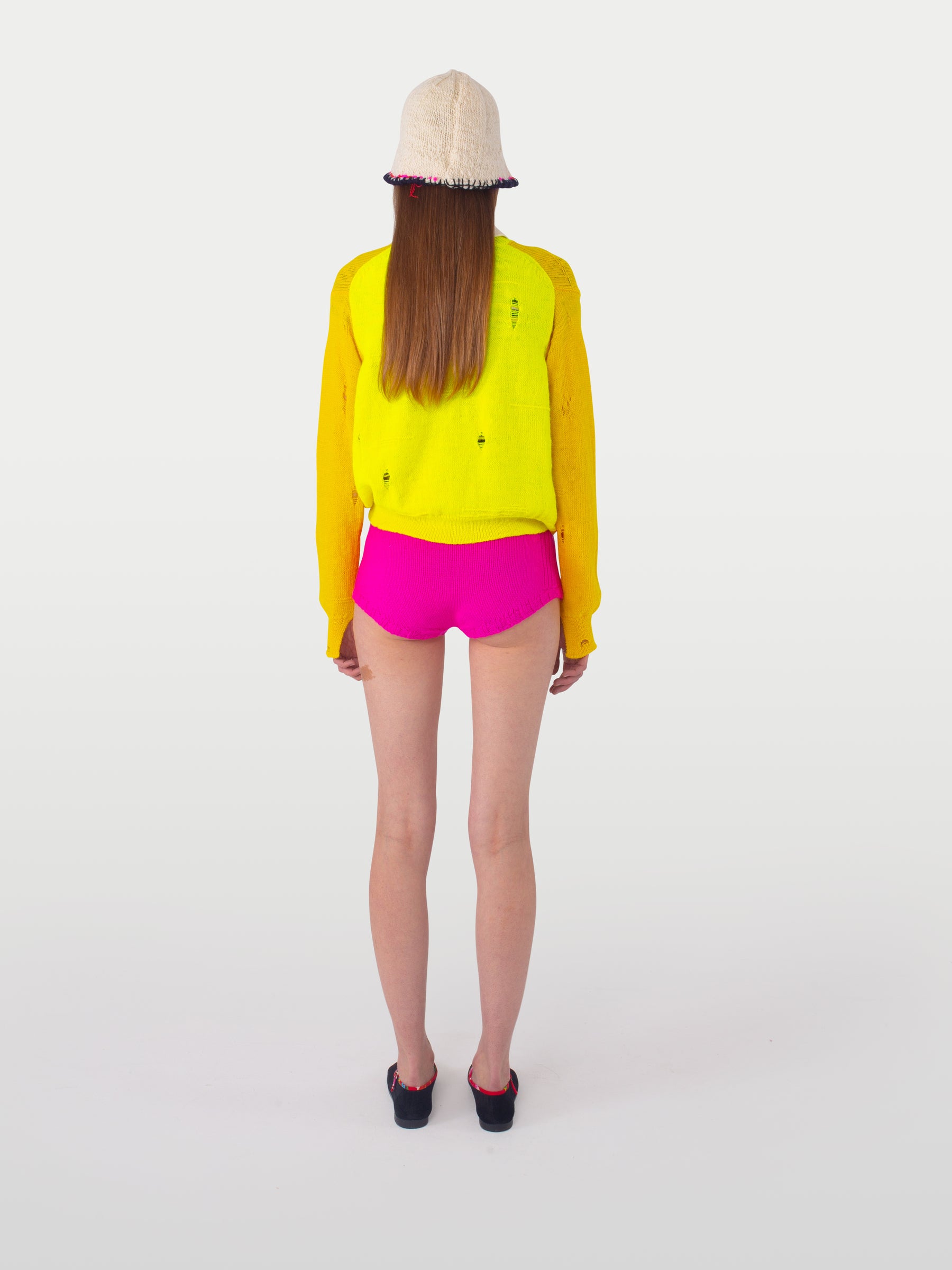 EDIE Hand Knit Pants - Neon Pink