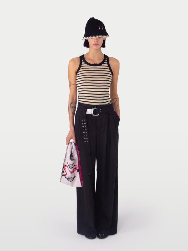 ROMY Striped Vest - Navy / Ecru
