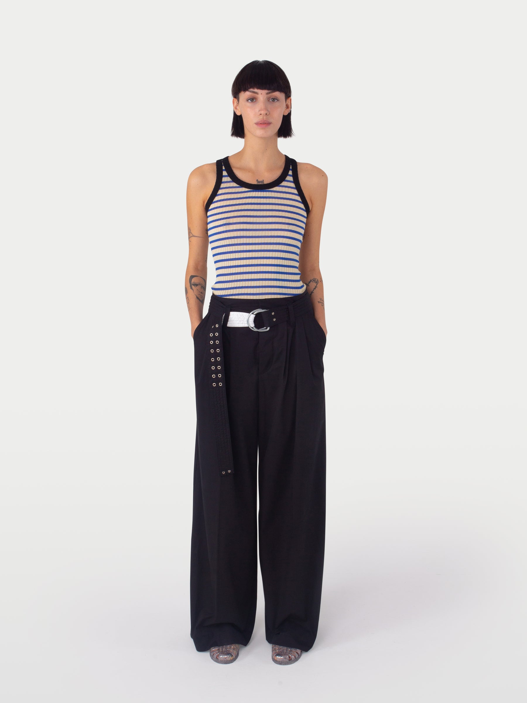 ROMY Striped Vest - Blue / Ecru