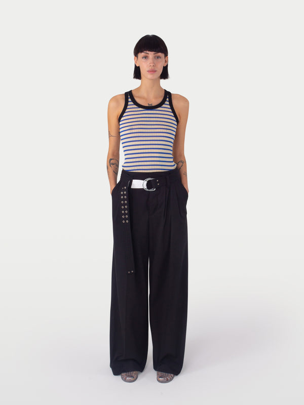 ROMY Striped Vest - Blue / Ecru