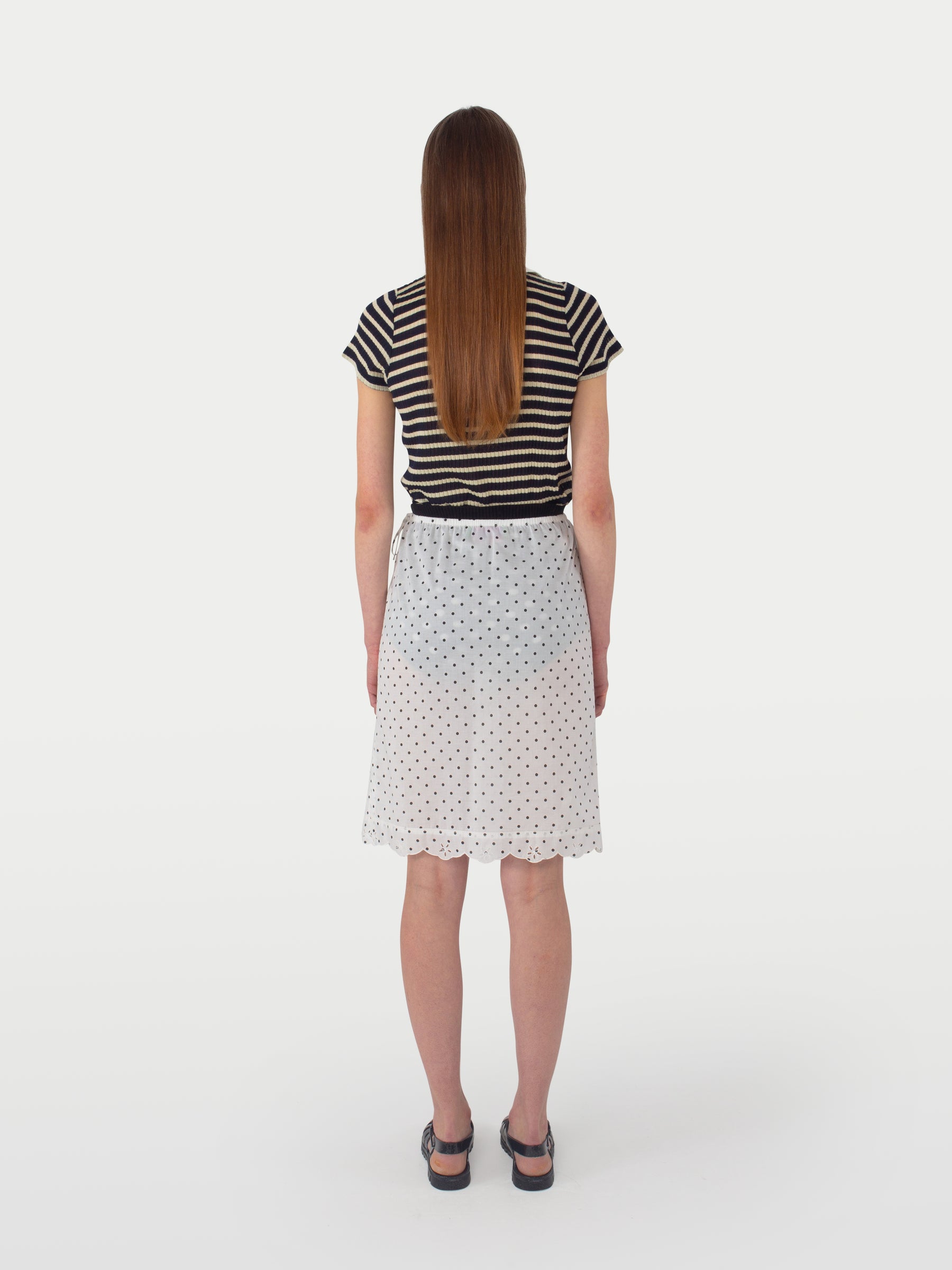 MICKA Striped Polo Top - Navy / Ecru