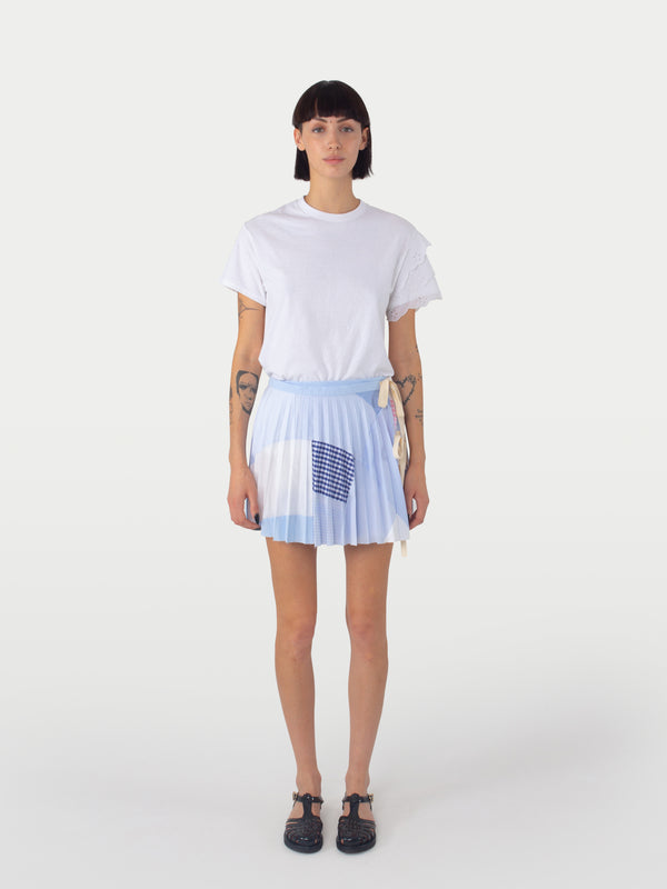CECILE MINI Mini Kilt - Blue Shirting Patchwork