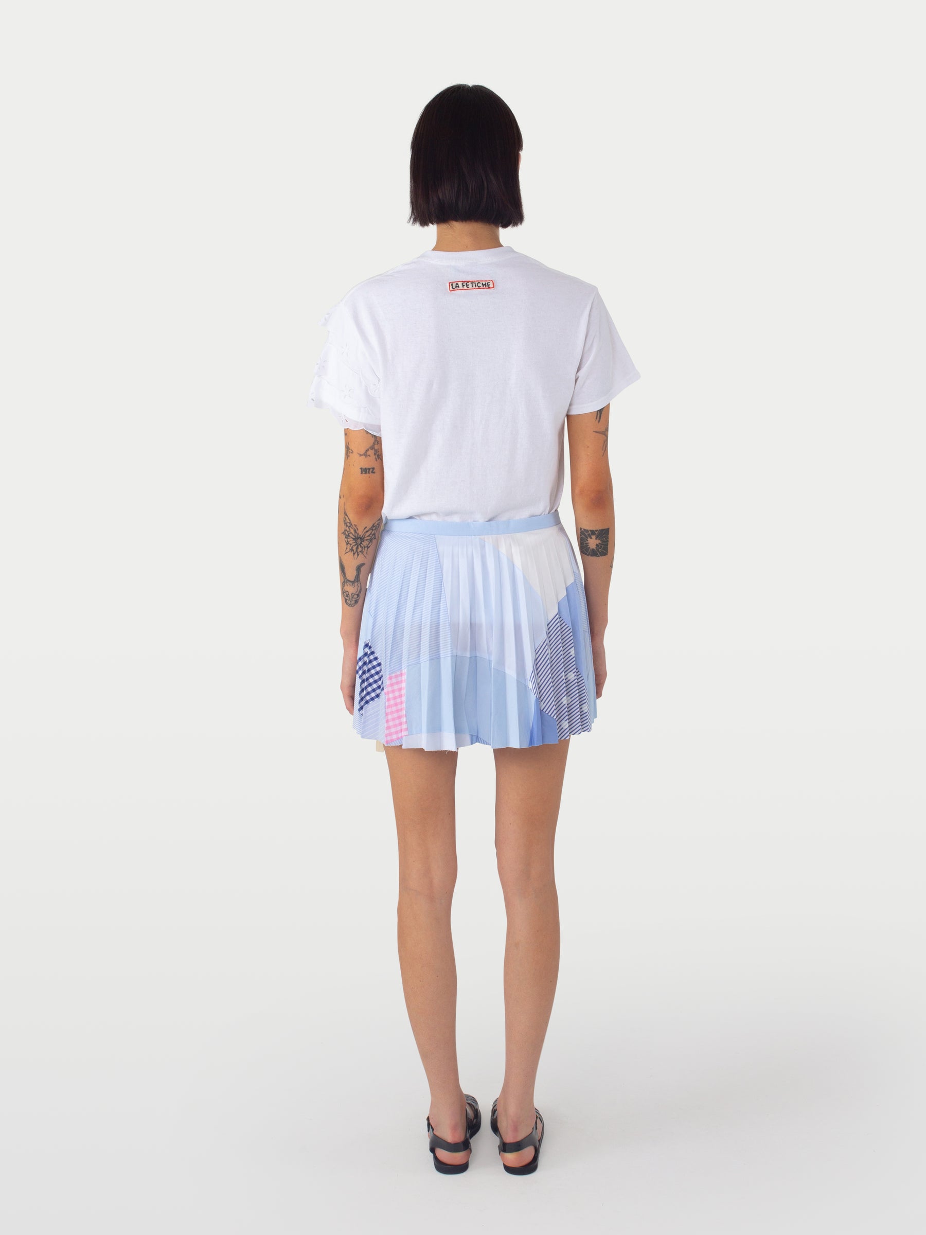 CECILE MINI Mini Kilt - Blue Shirting Patchwork