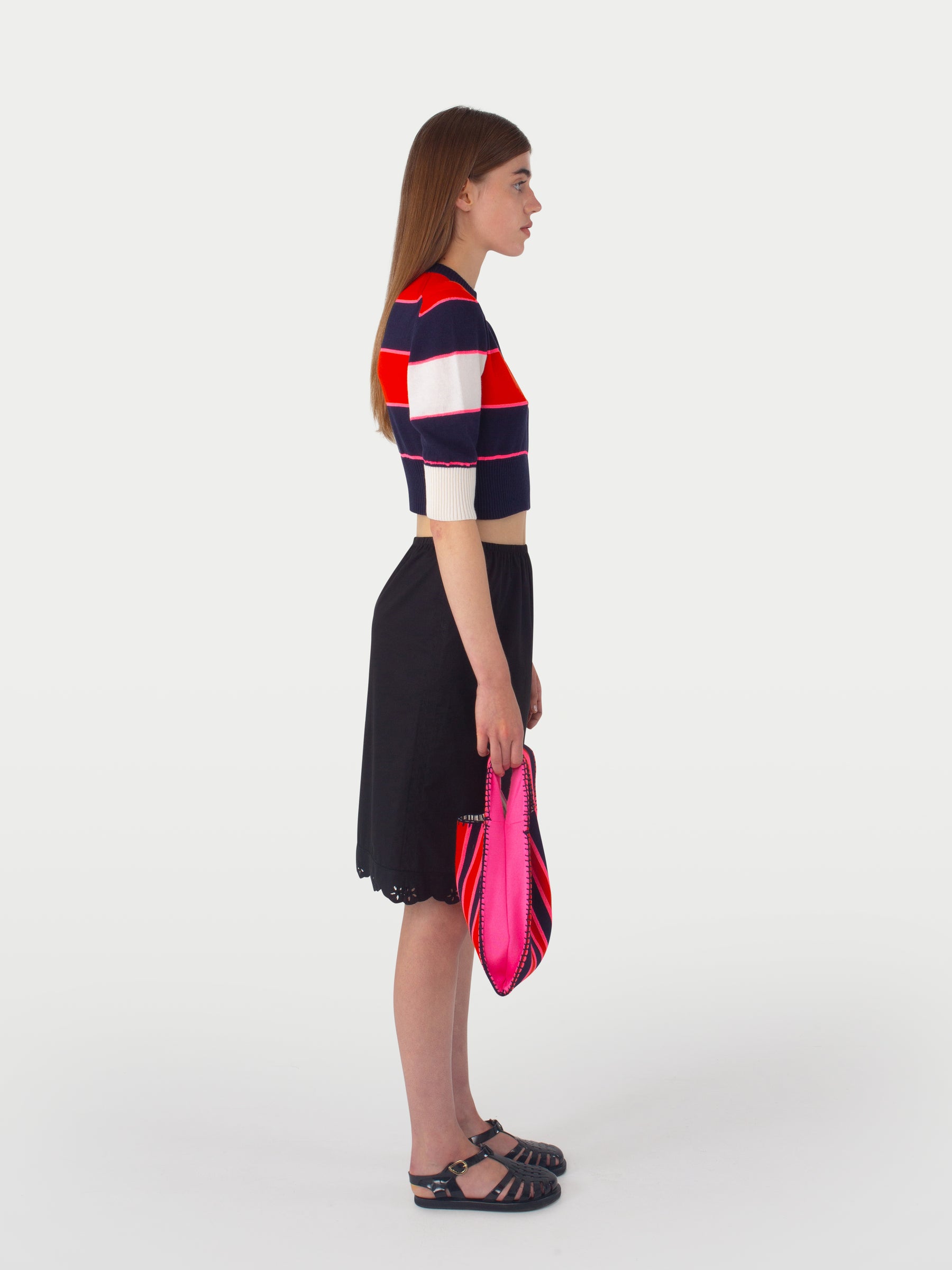 LUNA Striped Sweater - Red / Navy / Neon Pink / Red / Ecru