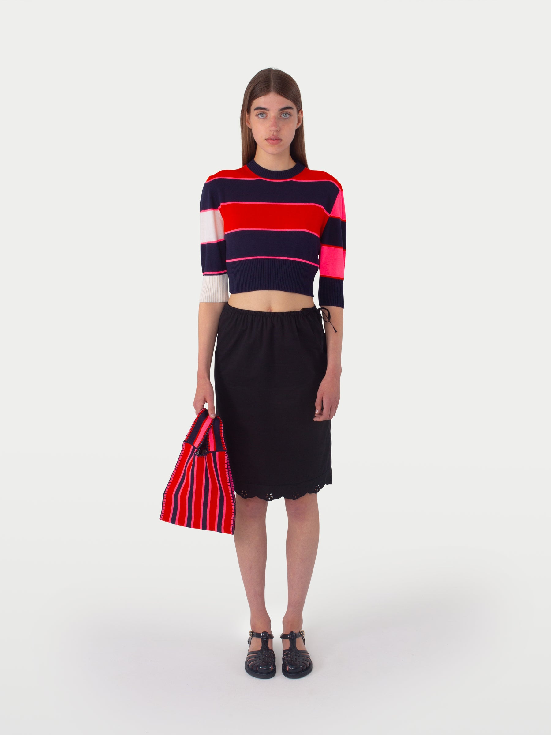LUNA Striped Sweater - Red / Navy / Neon Pink / Red / Ecru