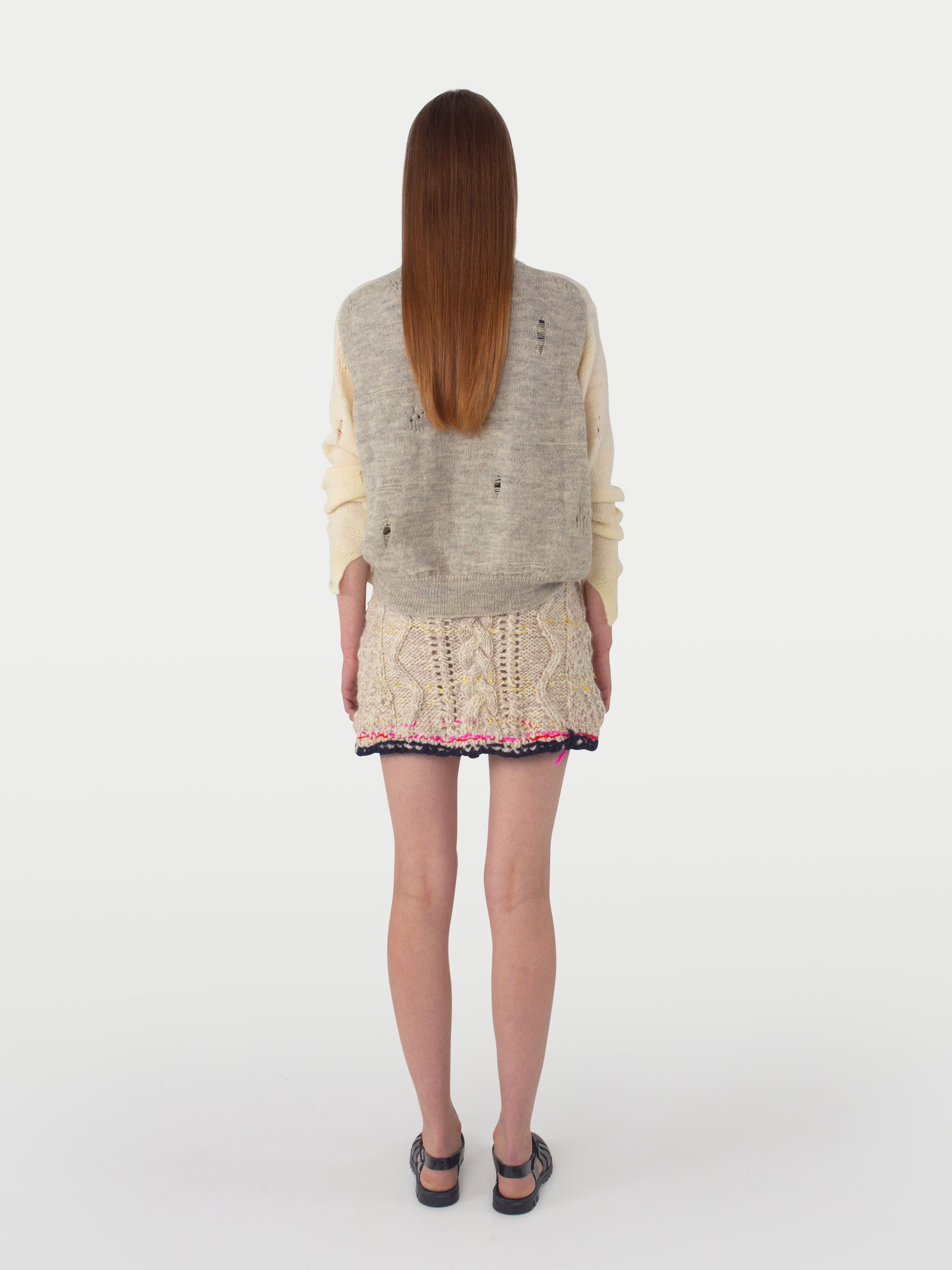 MILLIE Crew Neck Sweater - Ecru / Light Grey