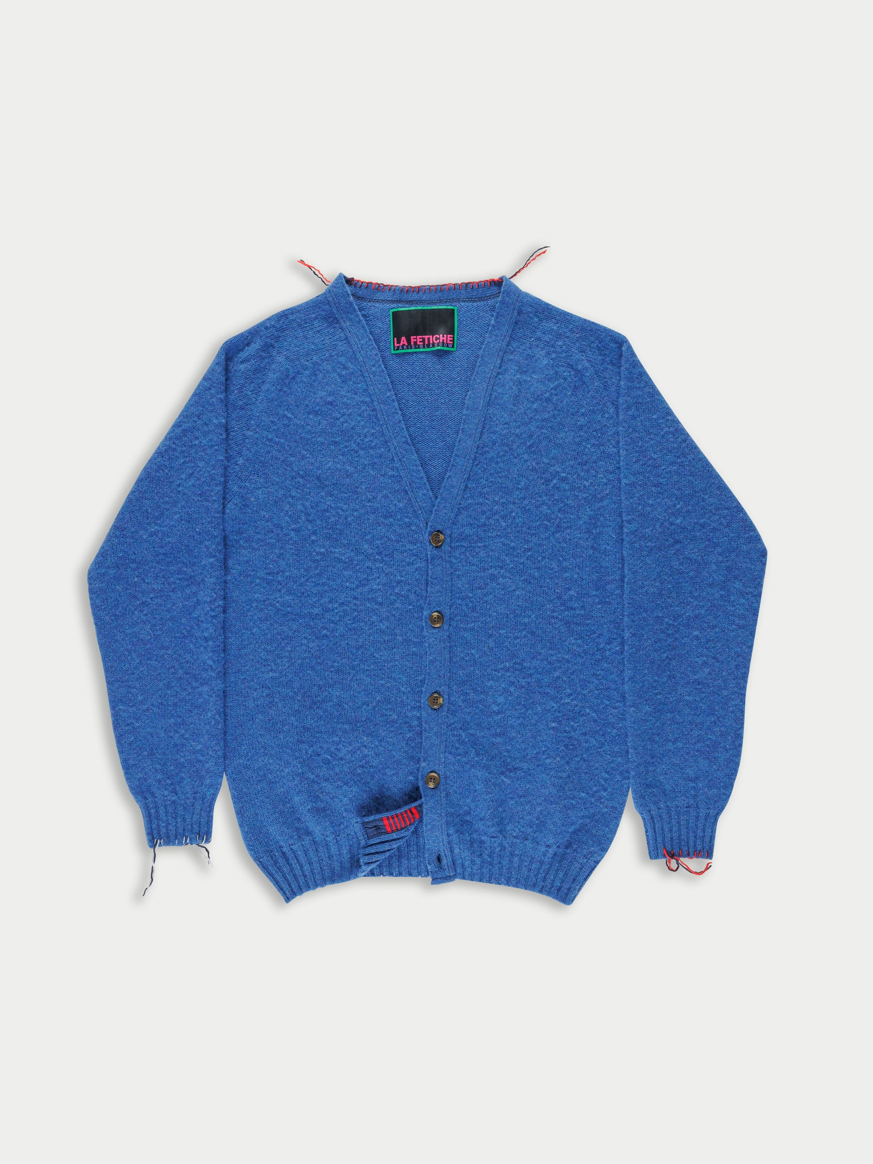 BEATON Brushed V-neck Cardigan - Blue