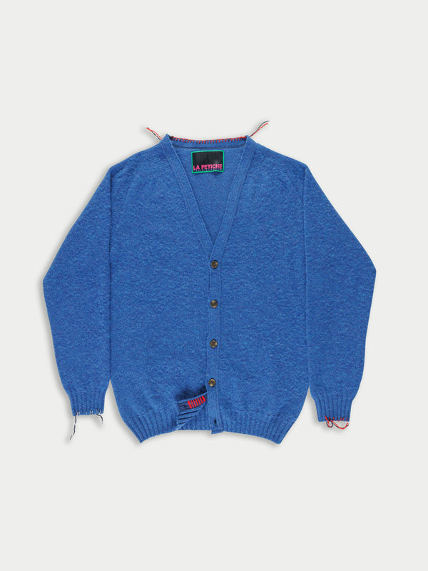 BEATON Brushed V-neck Cardigan - Blue