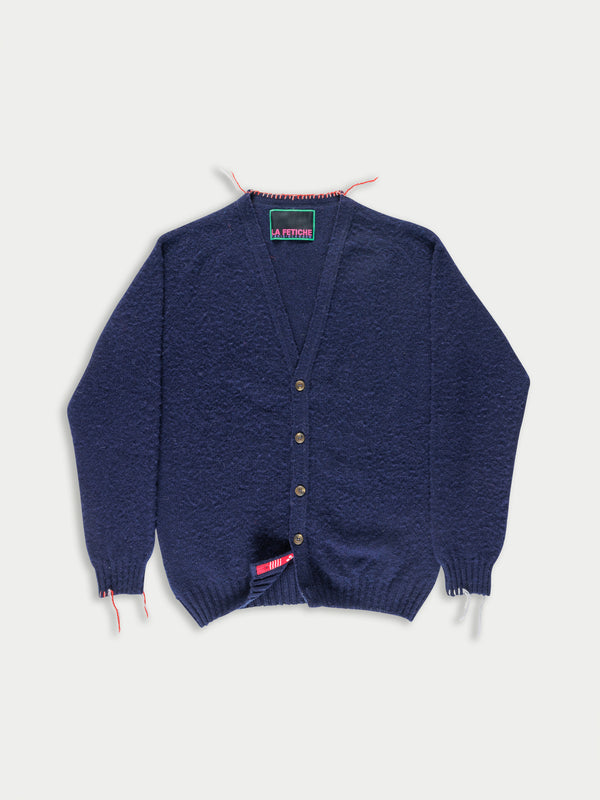BEATON Brushed V-neck Cardigan - Navy