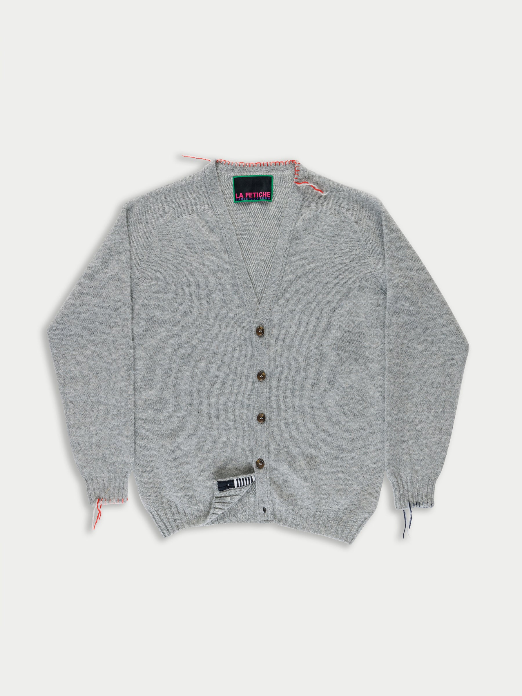 BEATON Brushed V-neck Cardigan - Grey