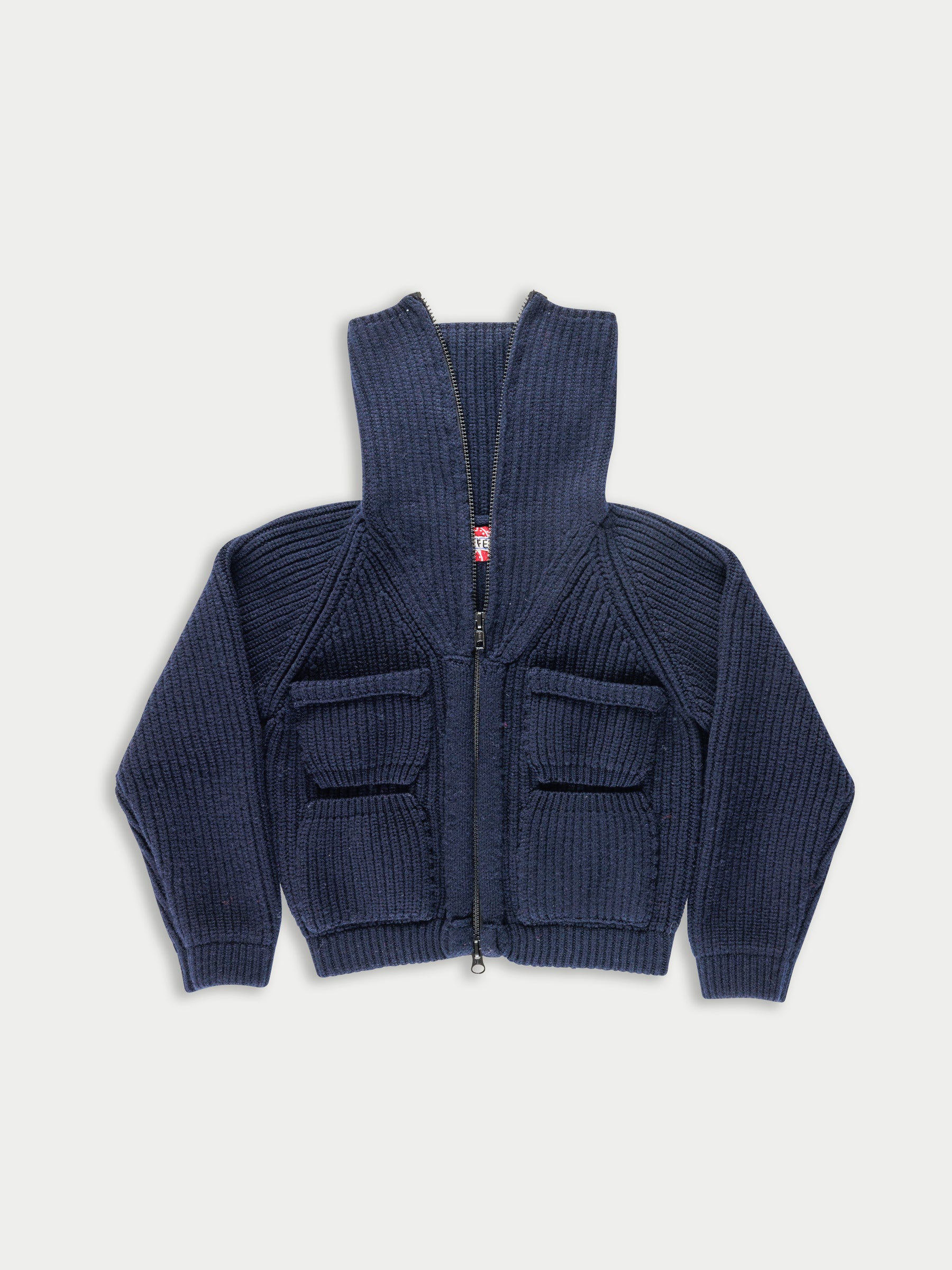 CAXI Chunky Rib Knitted Jacket - Navy