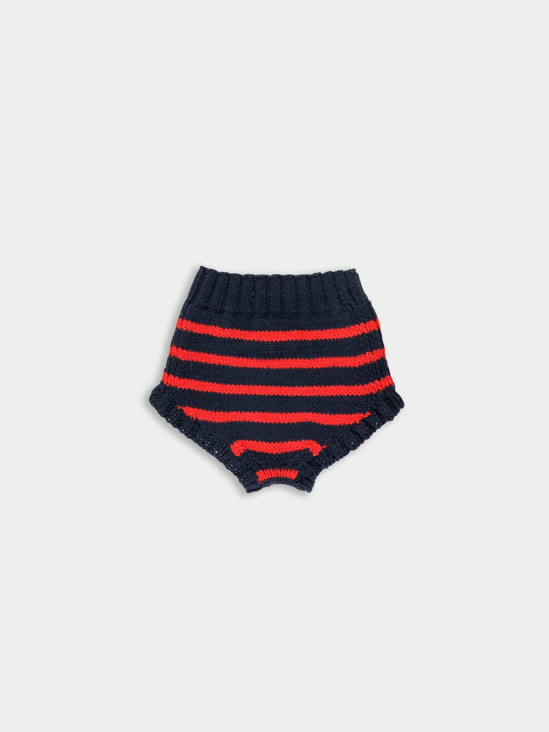 EDIE Handknitted Striped Pants - Navy / Red