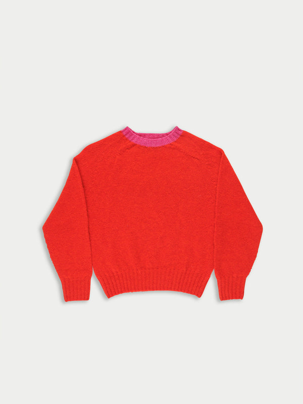 FIFI Crew Neck Shetland Sweater - Red