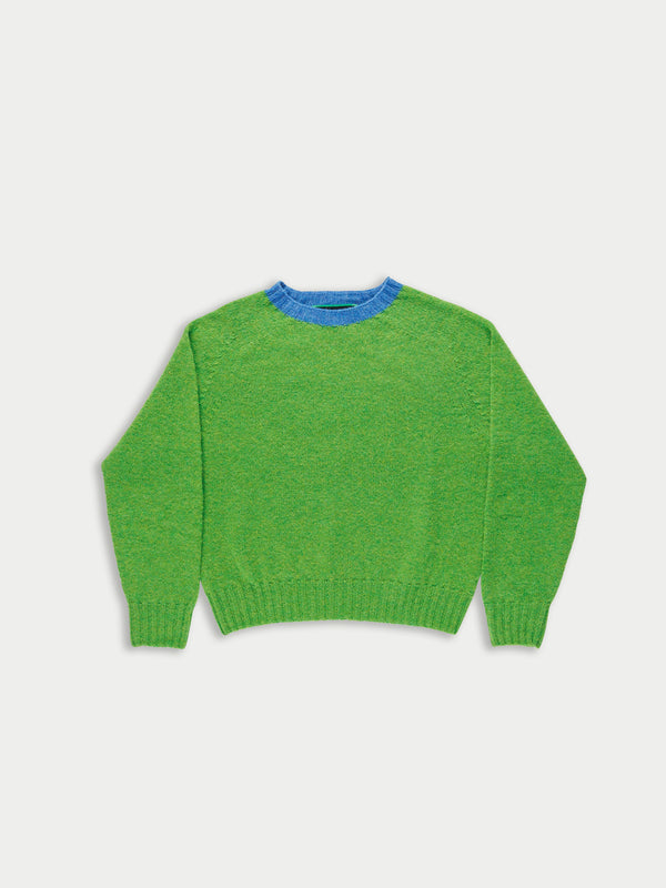 FIFI Crew Neck Shetland Sweater - Green