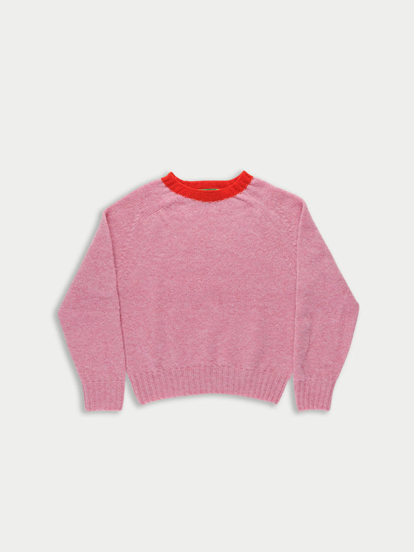 FIFI Crew Neck Shetland Sweater - Pink