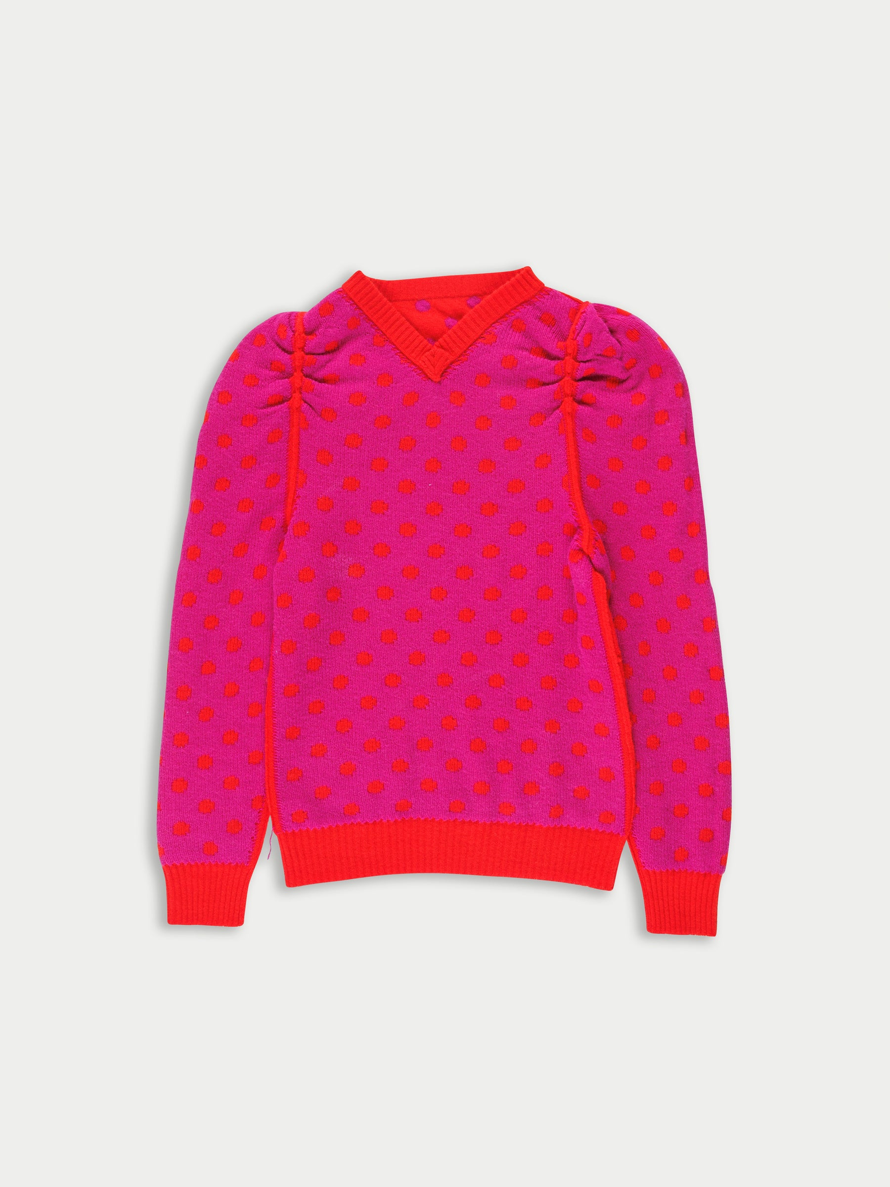 HANA Reversible V-neck Sweater - Red/purple