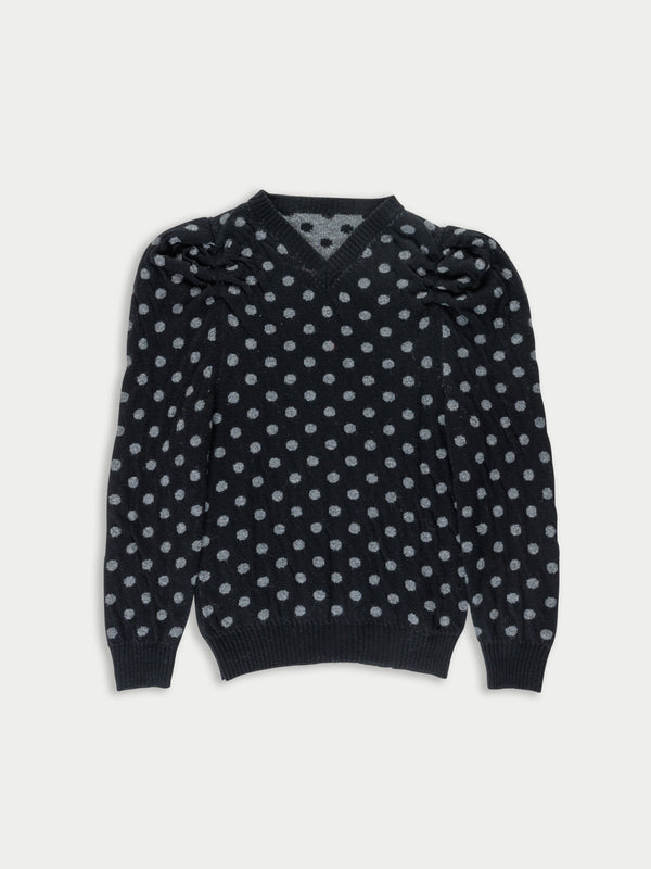 HANA Reversible V-neck Sweater - Black/grey