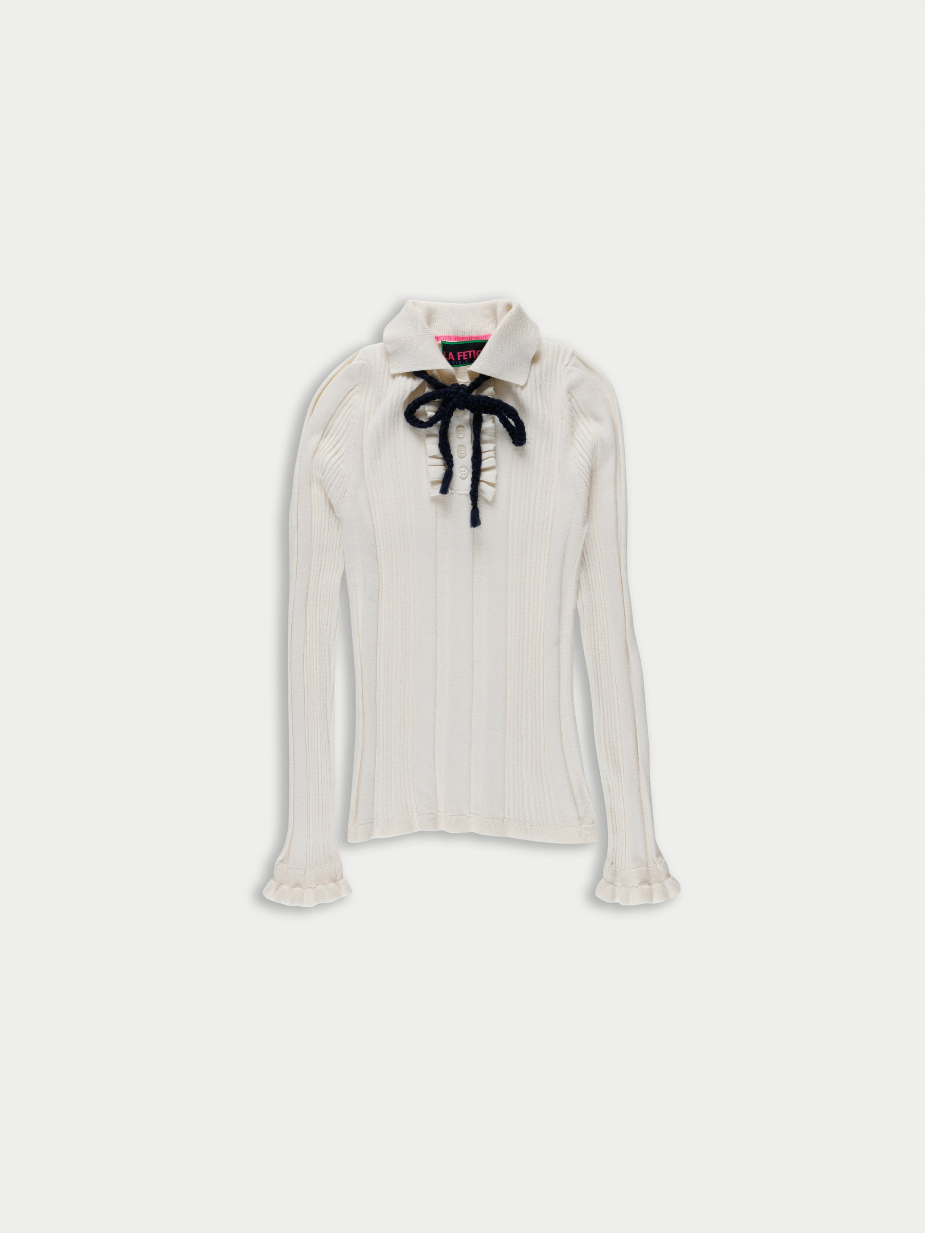 HEATH Ribbed Polo Top - Cream