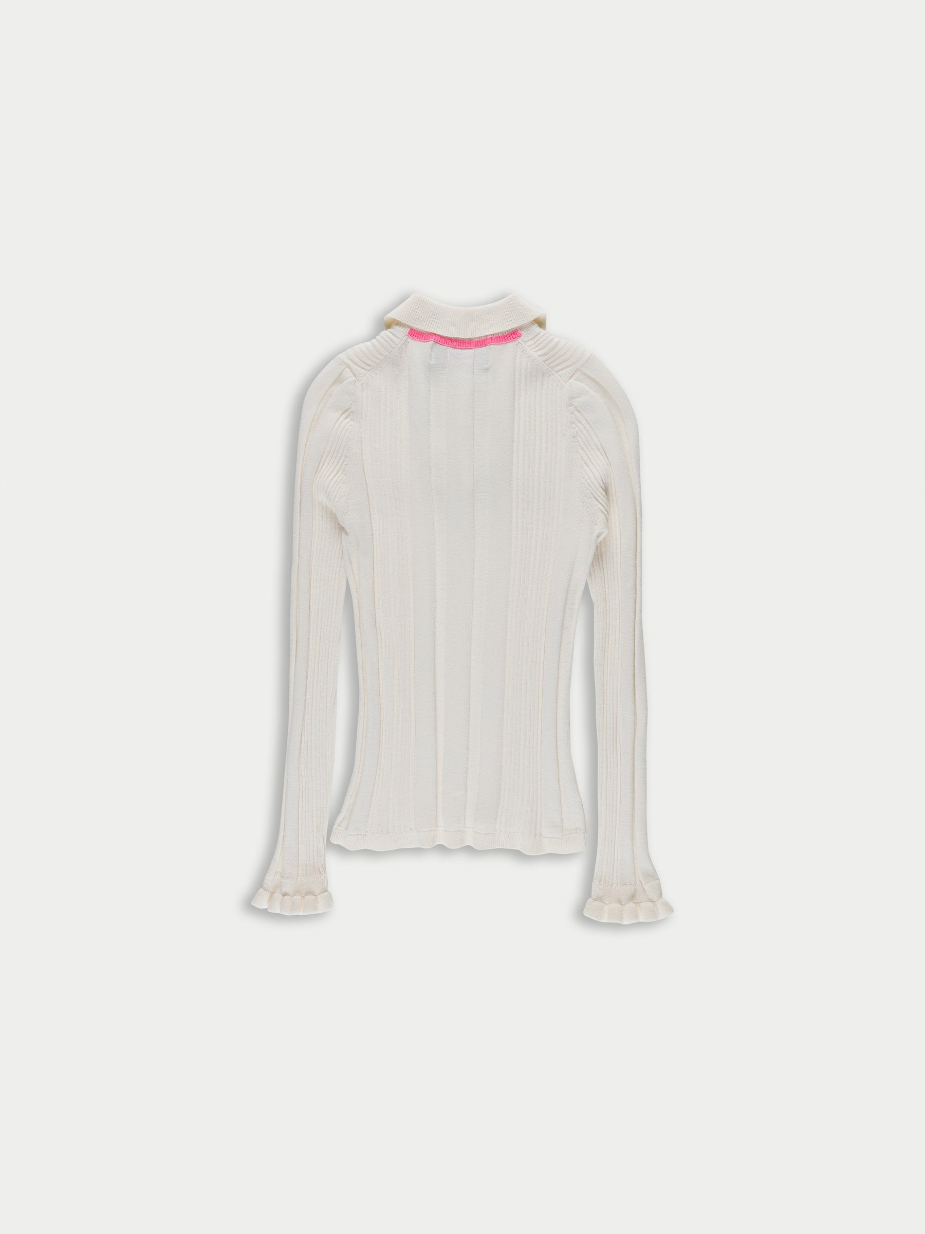 HEATH Ribbed Polo Top - Cream