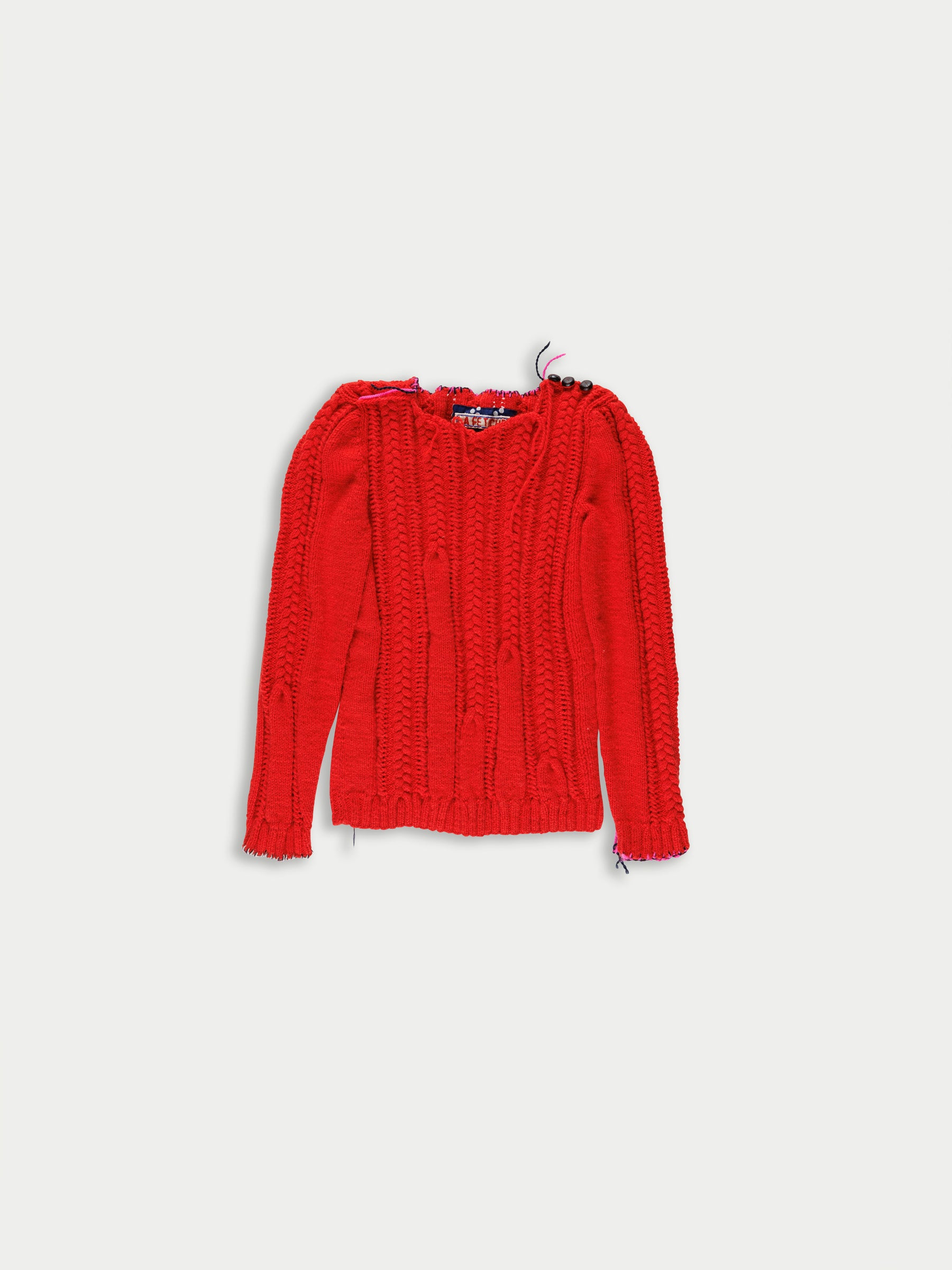 IVY Handknitted Cable Sweater - Red