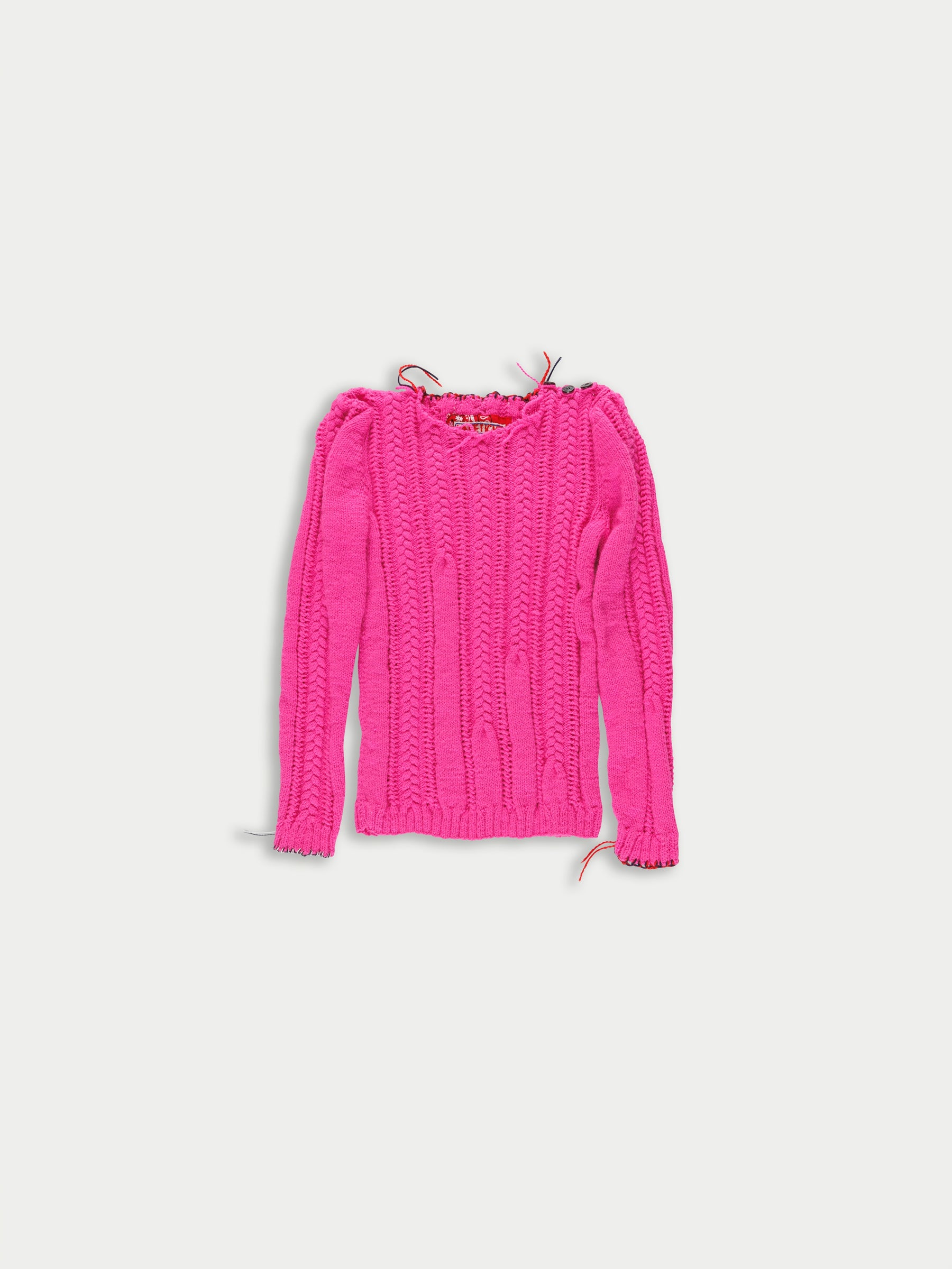 IVY Handknitted Cable Sweater - Neon Pink