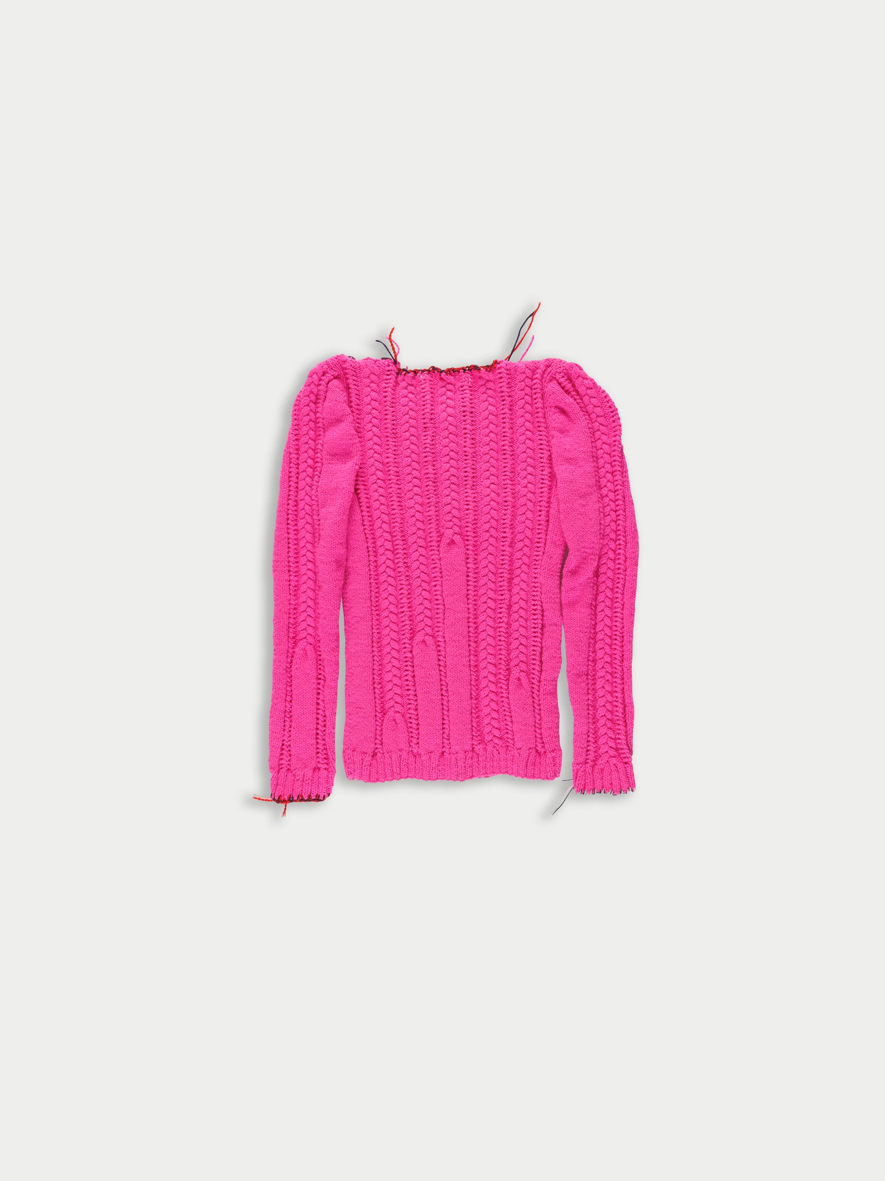 IVY Handknitted Cable Sweater - Neon Pink